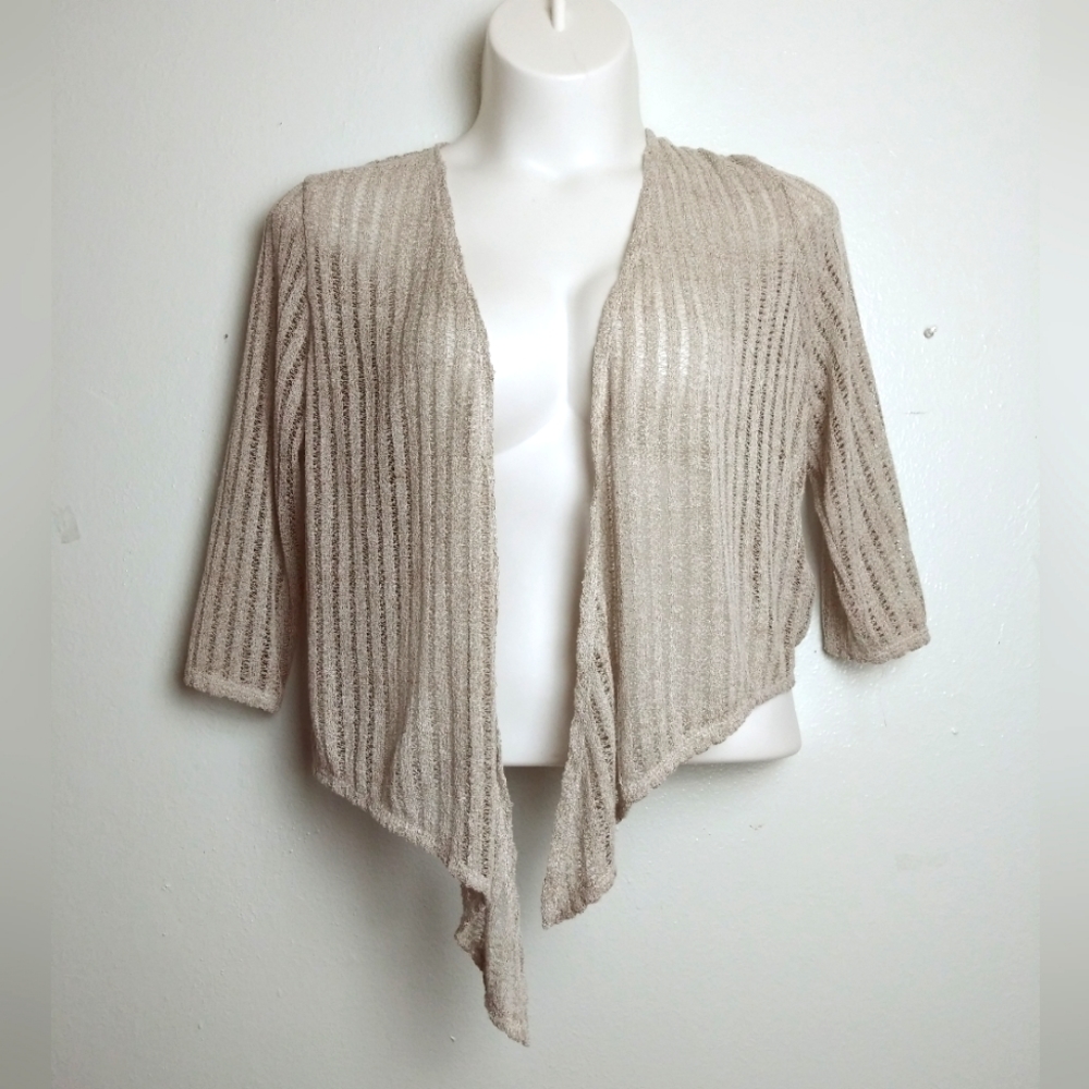 Ruby R.d Beige Bolero Cardigan Light Weight Size Petite L Casual
